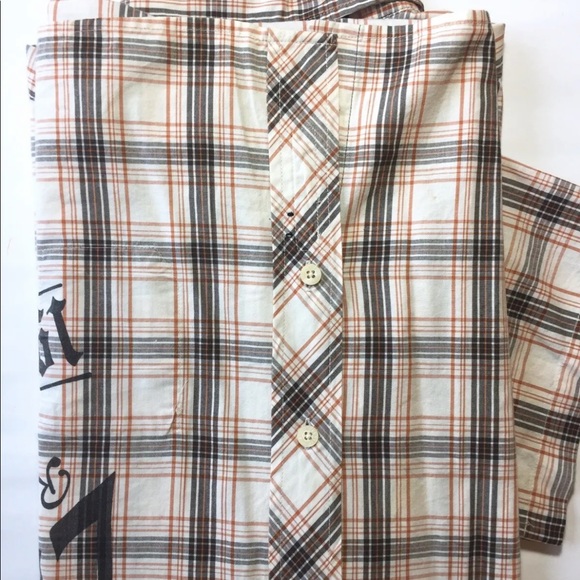 Zoo York Men’s Short Sleeve Button Down Shirt Offwhite Rust Grey Plaid M - Picture 12 of 14